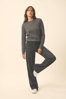 Pull Col Rond - Jade - Anthracite Chiné
