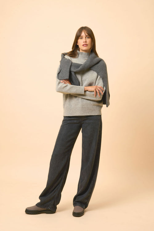 Pull Col Roulé 4 Fils - Louise - Anthracite Chiné
