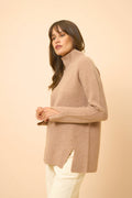 Jersey Cuello Vuelto 4 Hilos - Louise - Camel Jaspeado