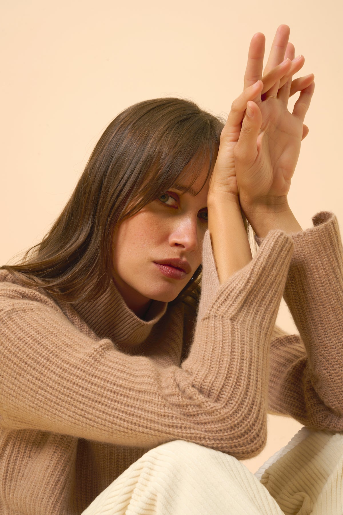 Jersey Cuello Vuelto 4 Hilos - Louise - Camel Jaspeado
