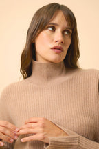 Jersey Cuello Vuelto 4 Hilos - Louise - Camel Jaspeado