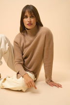 Jersey Cuello Vuelto 4 Hilos - Louise - Camel Jaspeado