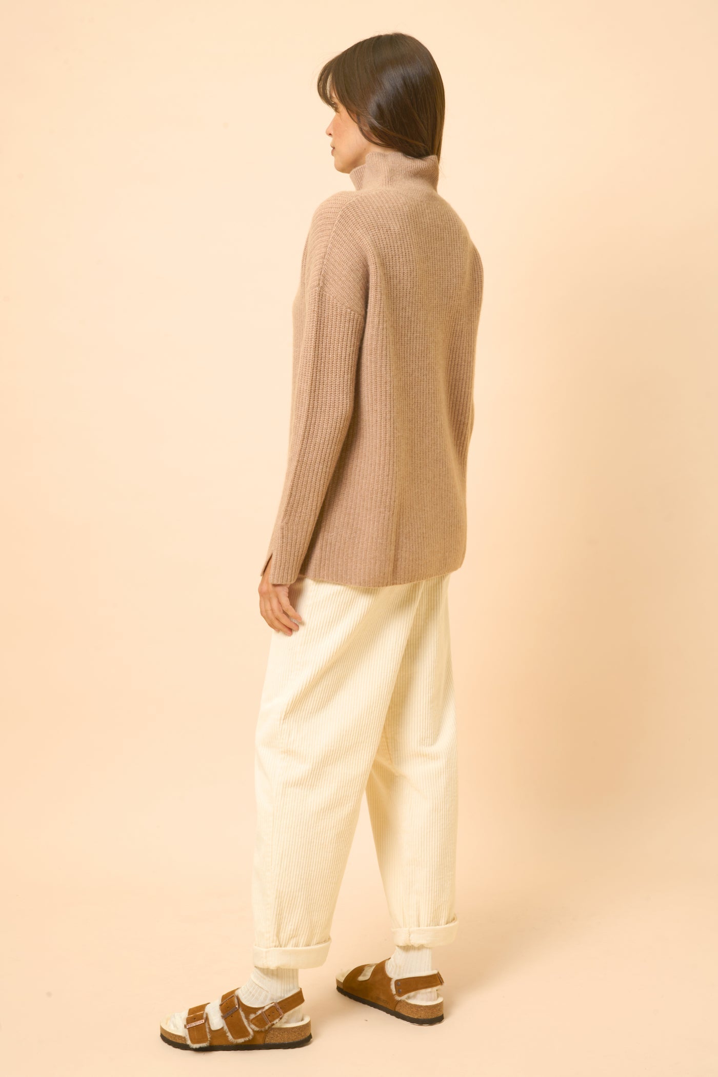 Jersey Cuello Vuelto 4 Hilos - Louise - Camel Jaspeado