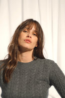 Pull Col Rond 4 Fils Alice - 100% Cachemire 4 Fils - Anthracite Chiné - Femme