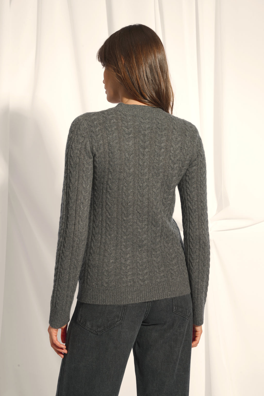 Jersey Cuello Redondo 4 Cabos Alice - 100% Cachemira 4 Cabos - Antracita Vigoré - Mujer