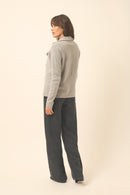 Veste Boutonnée Col Tailleur 4 Fils Chloe - 100% Cachemire 4 Fils - Nuage Chiné - Femme