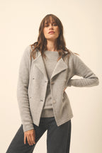 Chaqueta Abotonada Cuello Sastre 4 Hilos Chloe - 100% Cachemira 4 Hilos - Jaspeado Nube - Mujer
