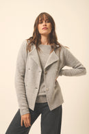 Veste Boutonnée Col Tailleur 4 Fils Chloe - 100% Cachemire 4 Fils - Nuage Chiné - Femme