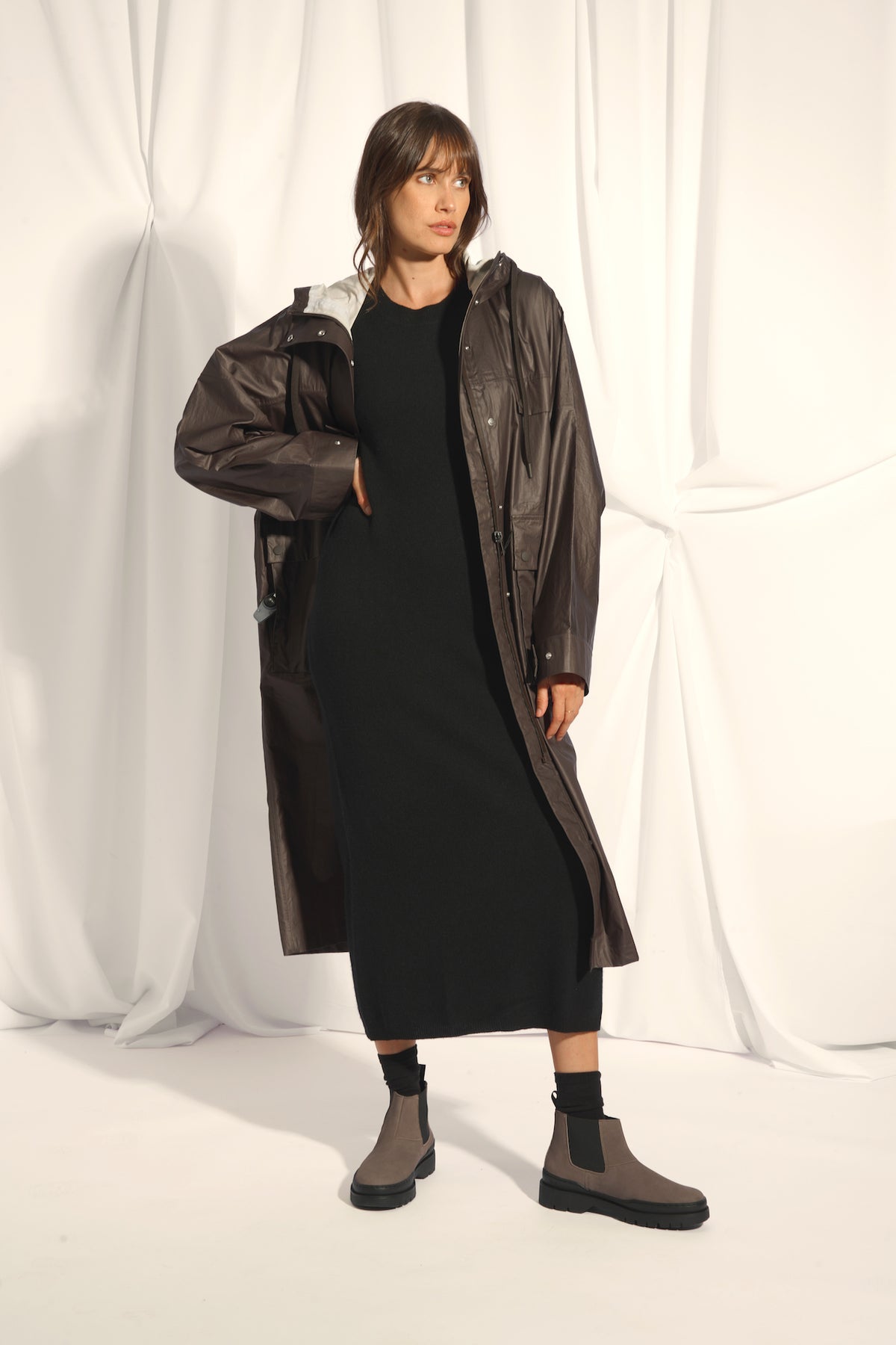Robe Col Rond Lina - 100% Cachemire 2 Fils - Noir - Femme