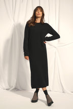 Robe Col Rond Lina - 100% Cachemire 2 Fils - Noir - Femme