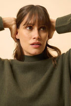 Pull Col Montant 4 Fils Romy - 100% Cachemire 4 Fils - Kaki - Femme