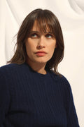 Pull Col Rond 4 Fils - Sarah - Navy