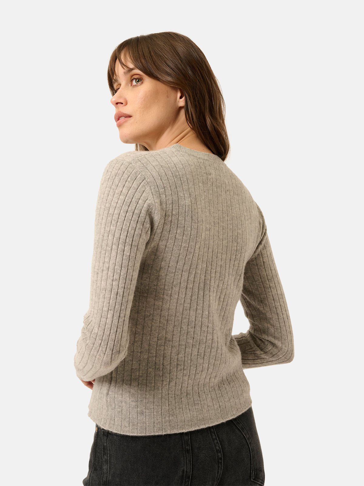 Cárdigan de Cuello de Pico Camille - Nuage Jaspeado