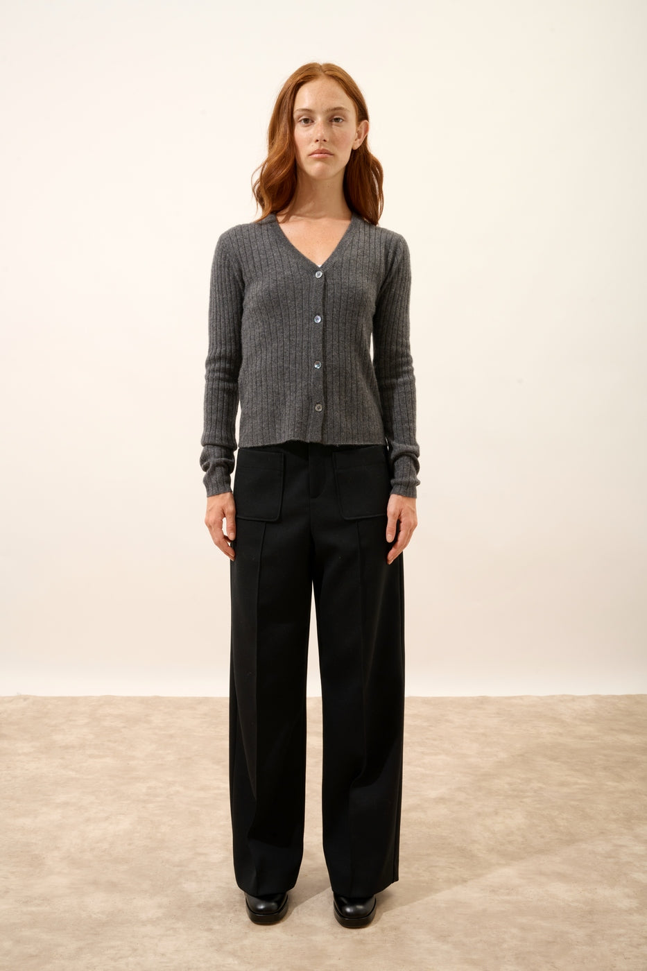 Cardigan Col V - Camille - Anthracite Chiné