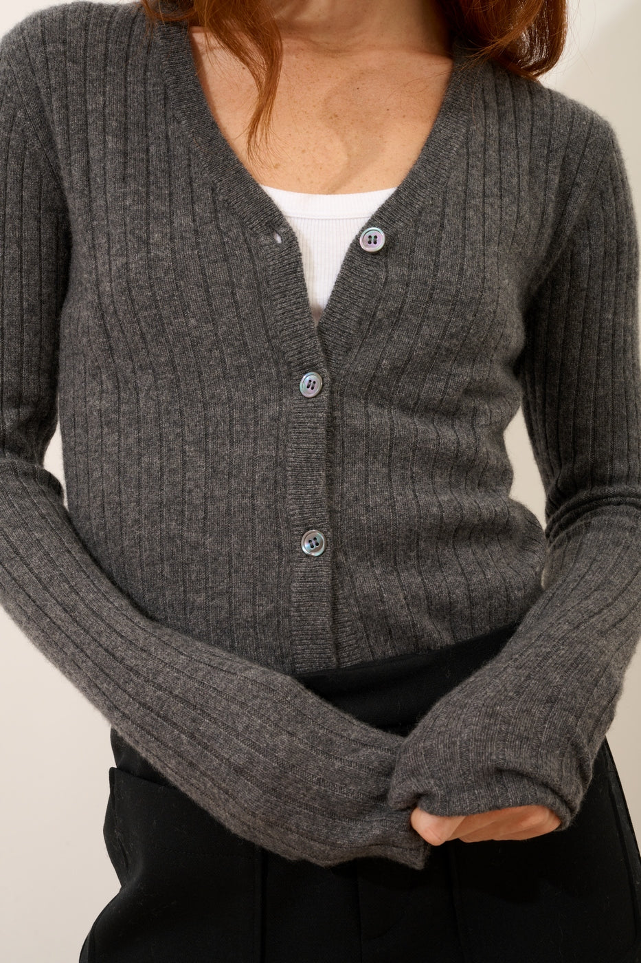 Cardigan Col V - Camille - Anthracite Chiné