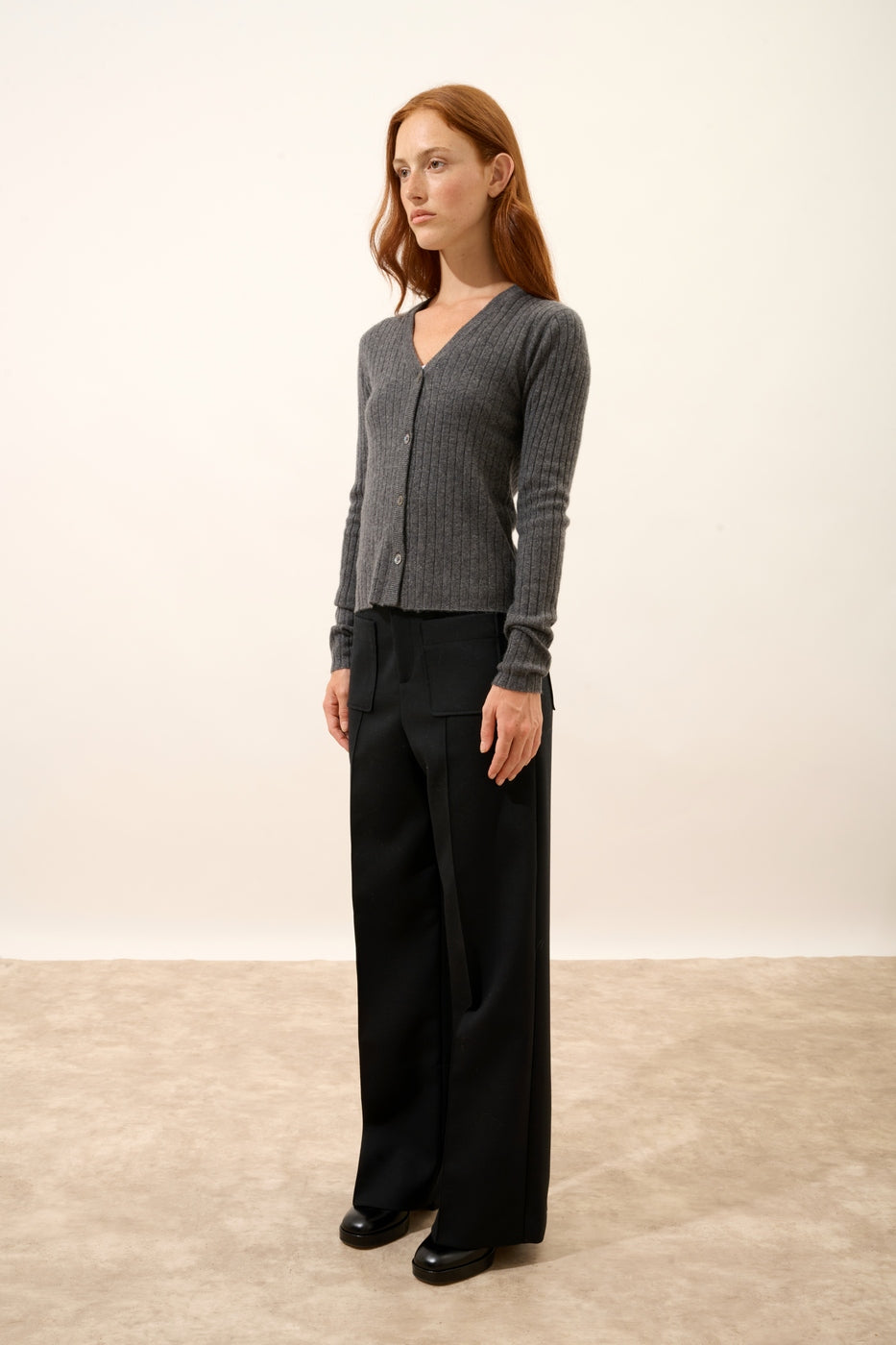Cardigan Col V - Camille - Anthracite Chiné