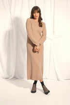 Robe Col Rond Lina - 100% Cachemire 2 Fils - Camel Chiné - Femme