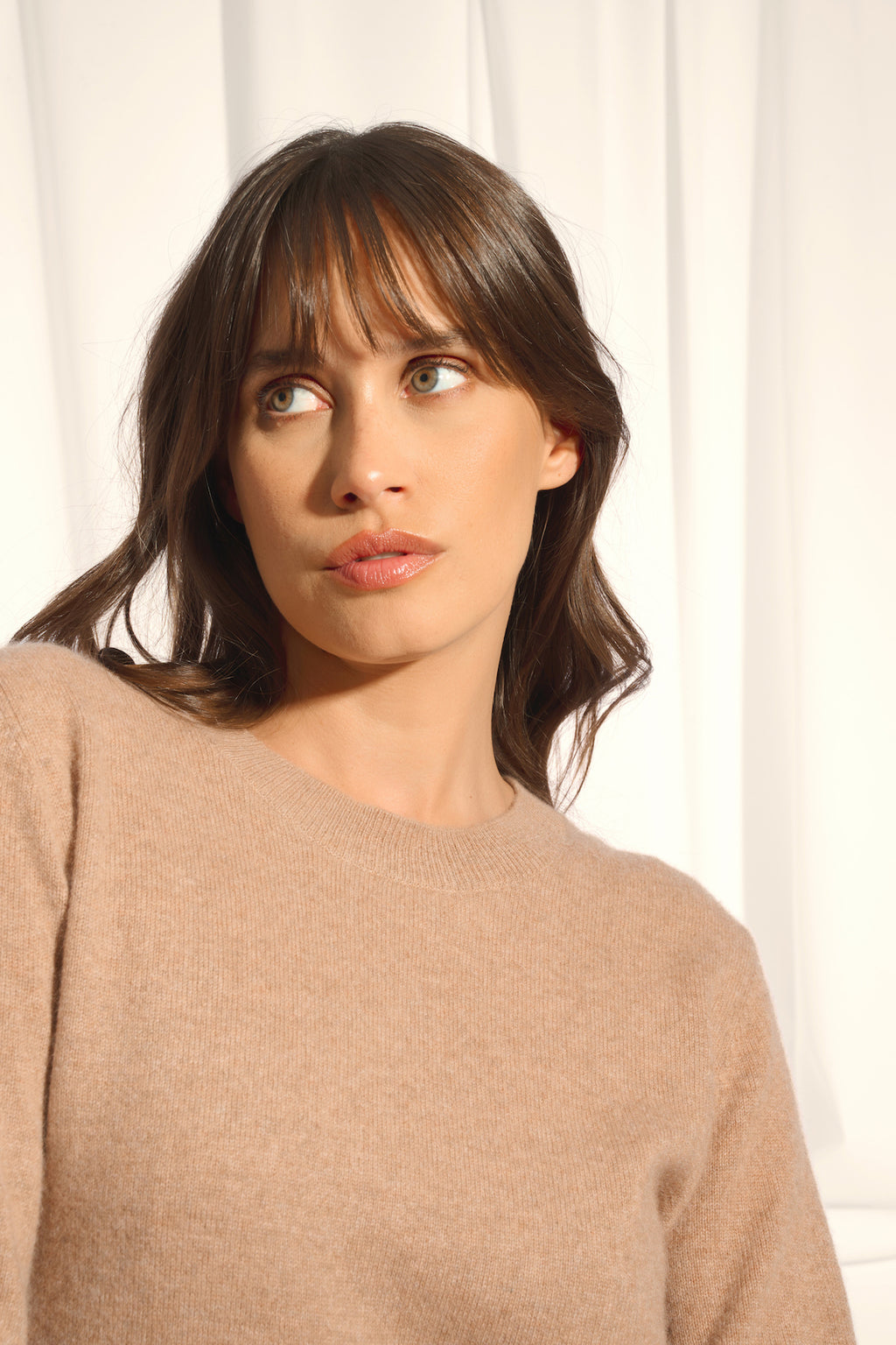 Robe Col Rond Lina - 100% Cachemire 2 Fils - Camel Chiné - Femme