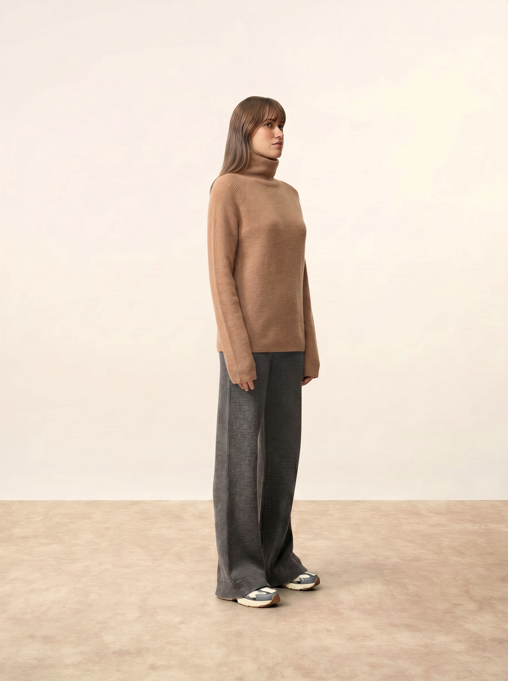 Pullover a collo alto - Alyssa - Cammello mélange
