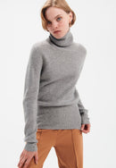 Cashmere Just - Jersey Billy Cuello Tortuga - Cloudy Heather - 100% Cachemira 2 Hilos - Pearly Rib - Mujer