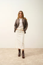 Gilet Zippé Col Mao - Ervie - Taupe Chiné