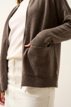 Gilet Zippé Col Mao - Ervie - Taupe Chiné