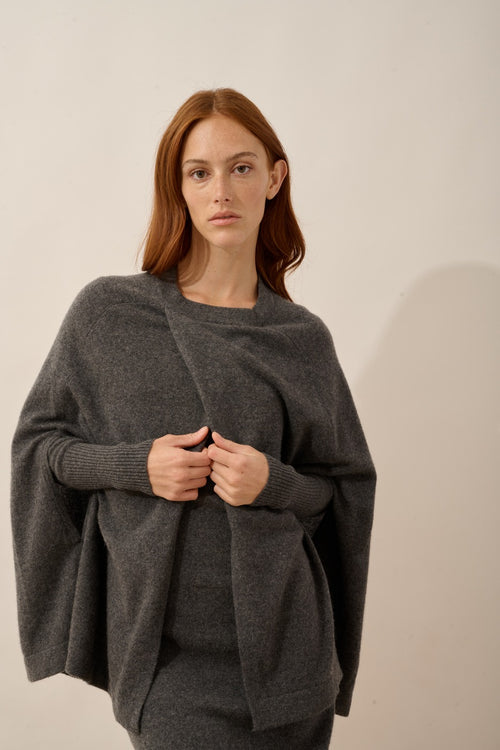 Cape Ouverte Col Rond - Alloa - Anthracite Chiné