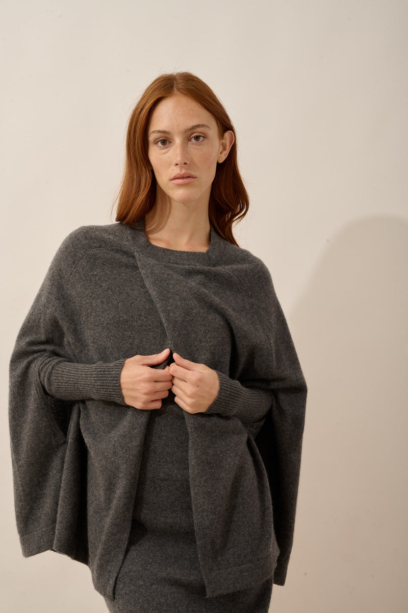 Cape Ouverte Col Rond - Alloa - Anthracite Chiné