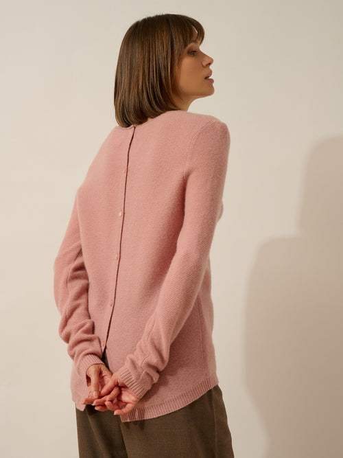 Pull Col Rond Boutonné Dos - Olena - Bois De Rose