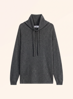 Maglione Collo Alto Coulisse Spacchi Laterali Melrose - Antracite Chiné - Donna