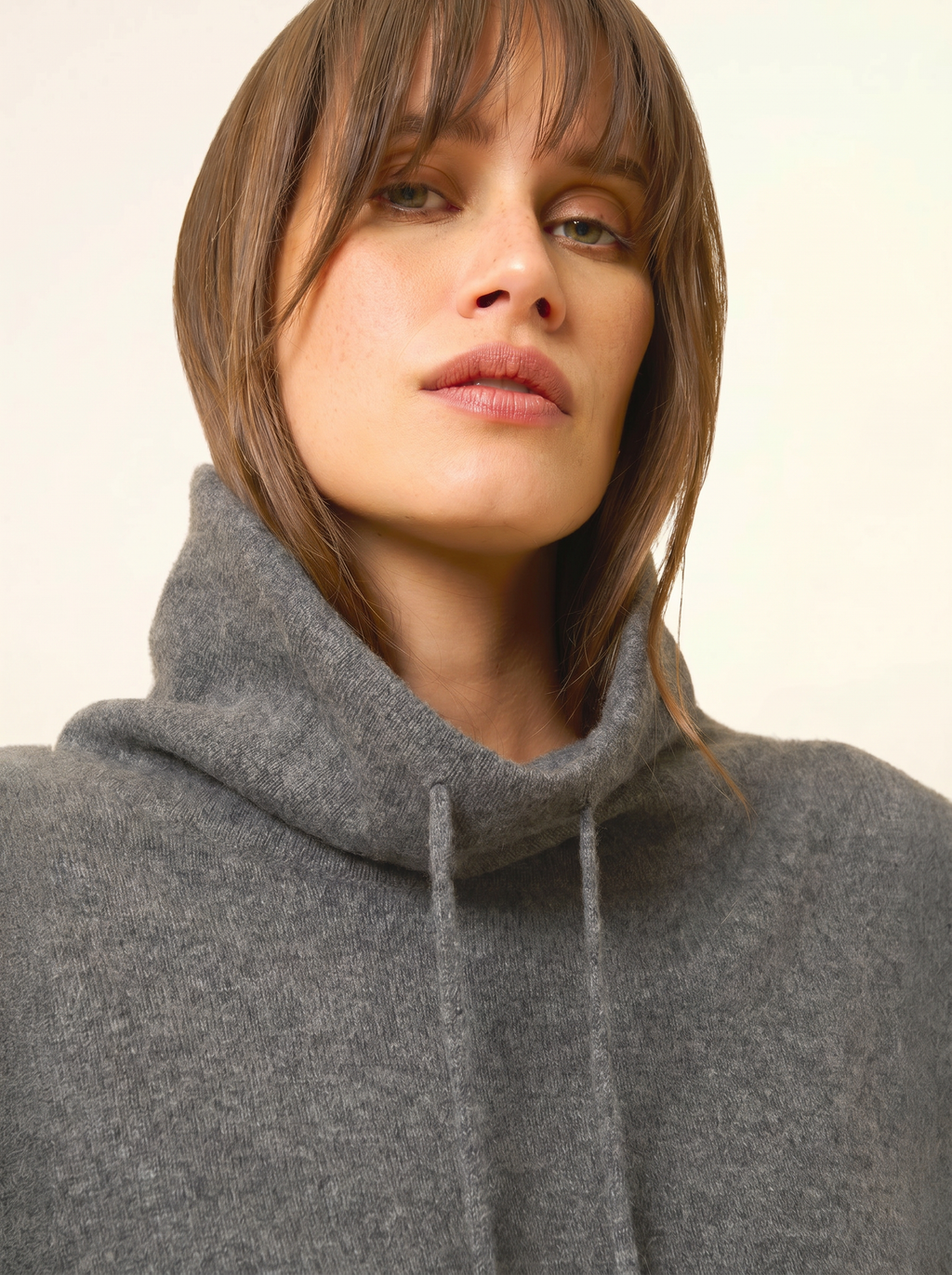 Maglione Collo Alto Coulisse Spacchi Laterali Melrose - Antracite Chiné - Donna