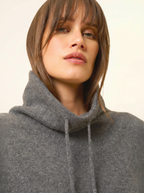 Maglione Collo Alto Coulisse Spacchi Laterali Melrose - Antracite Chiné - Donna