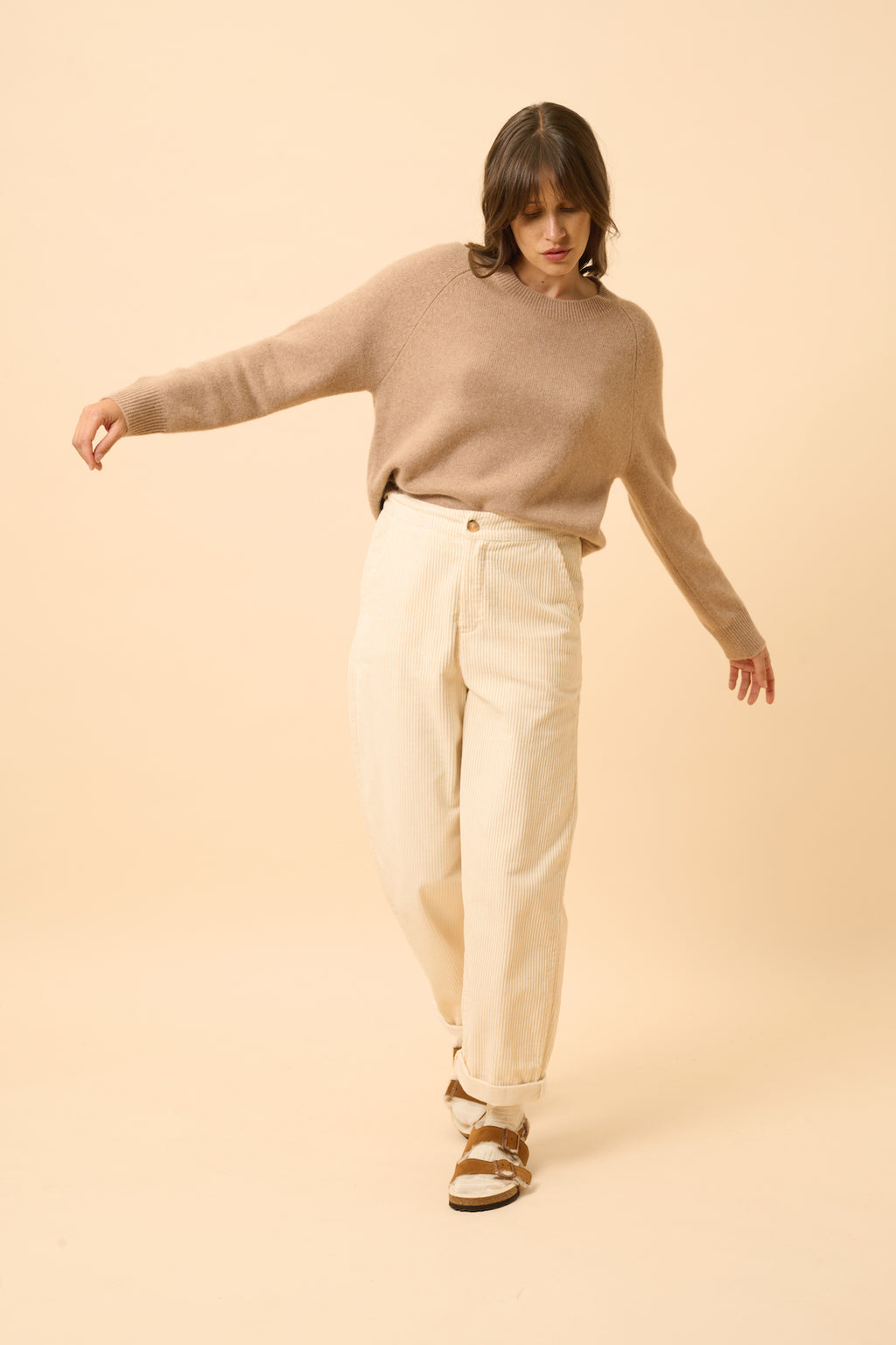 Just Cashmere - Pull Col Rond 4 Fils - Kona - Camel Chiné