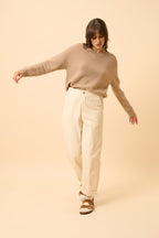Just Cashmere - Jersey Cuello Redondo 4 Cabos - Kona - Camel Jaspeado