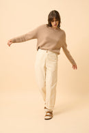Just Cashmere - Jersey Cuello Redondo 4 Hilos - Kona - Camel Jaspeado