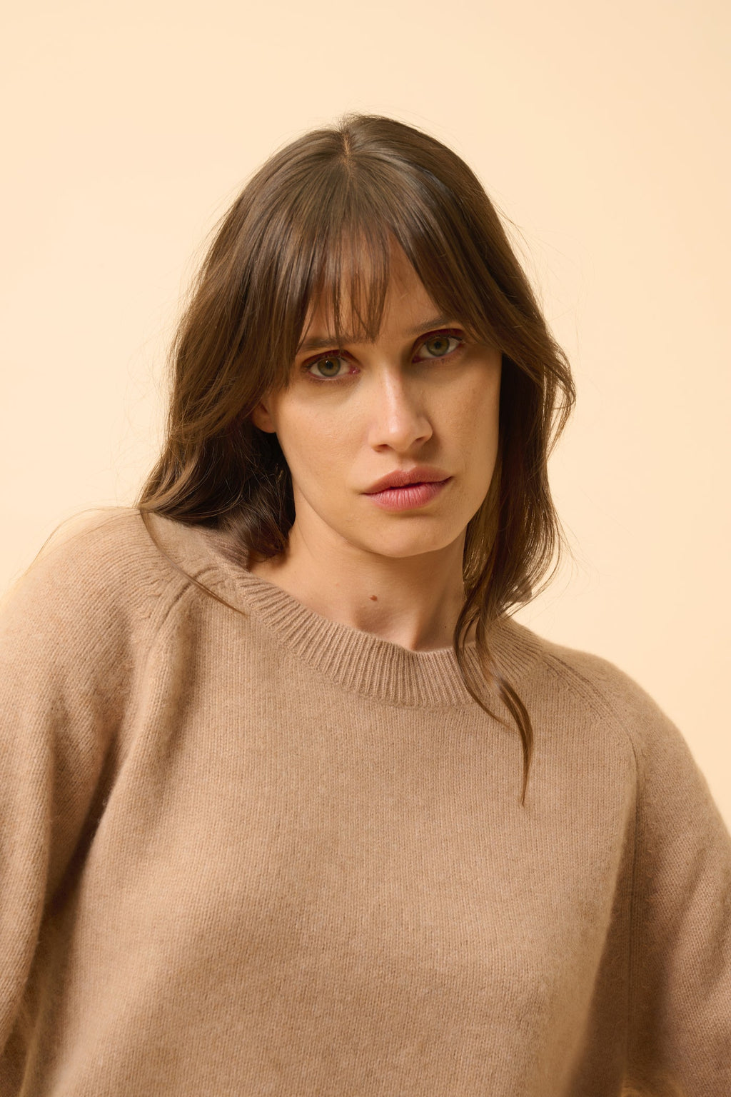 Just Cashmere - Jersey Cuello Redondo 4 Cabos - Kona - Camel Jaspeado