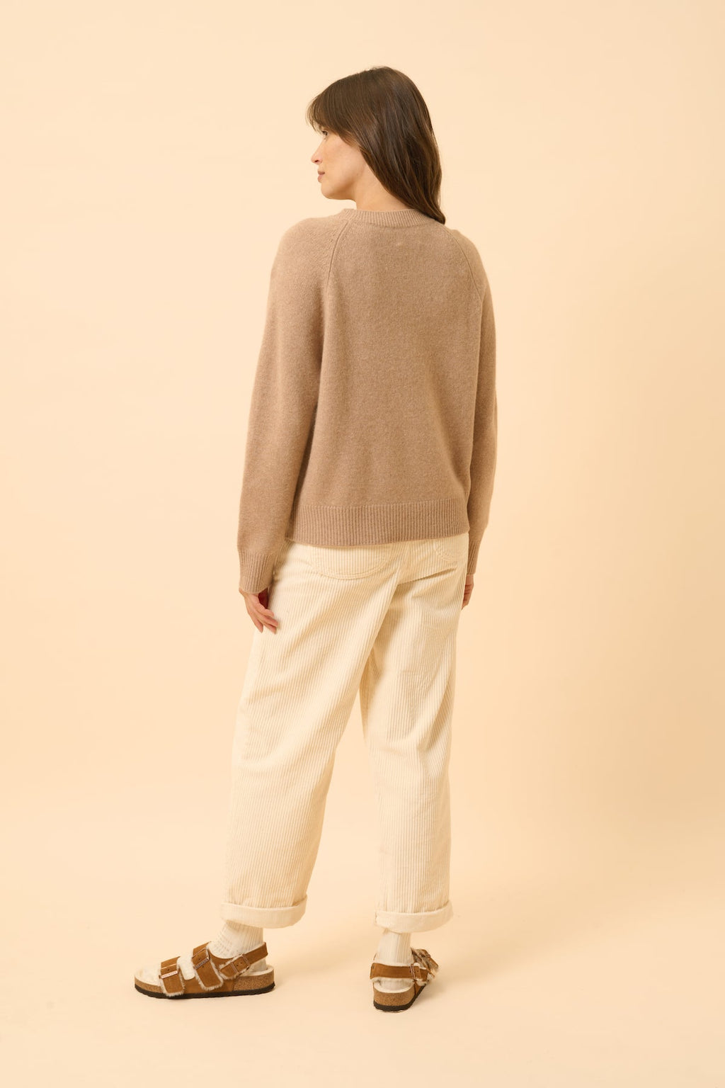 Just Cashmere - Jersey Cuello Redondo 4 Cabos - Kona - Camel Jaspeado
