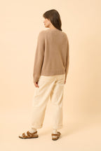 Just Cashmere - Jersey Cuello Redondo 4 Cabos - Kona - Camel Jaspeado