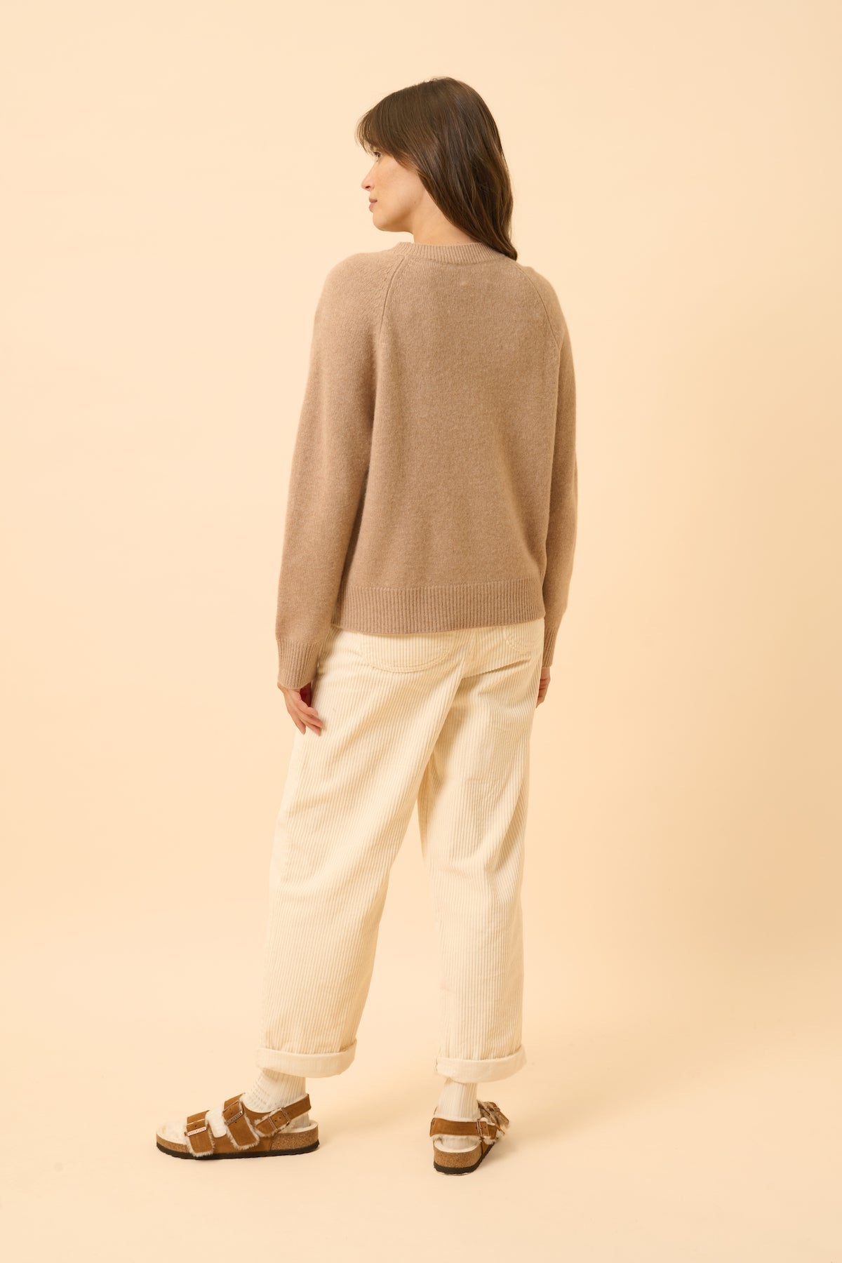 Just Cashmere - Jersey Cuello Redondo 4 Cabos - Kona - Camel Jaspeado
