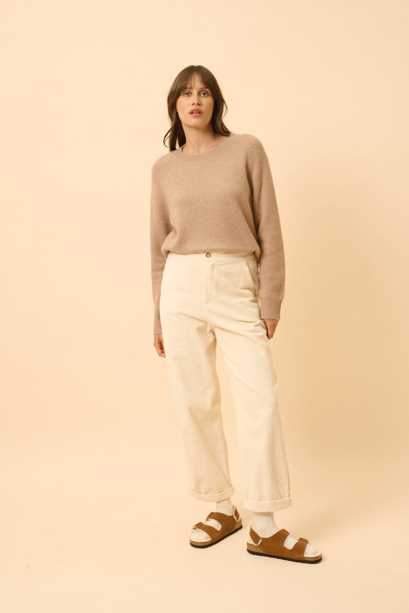 Just Cashmere - Jersey Cuello Redondo 4 Hilos - Kona - Camel Jaspeado