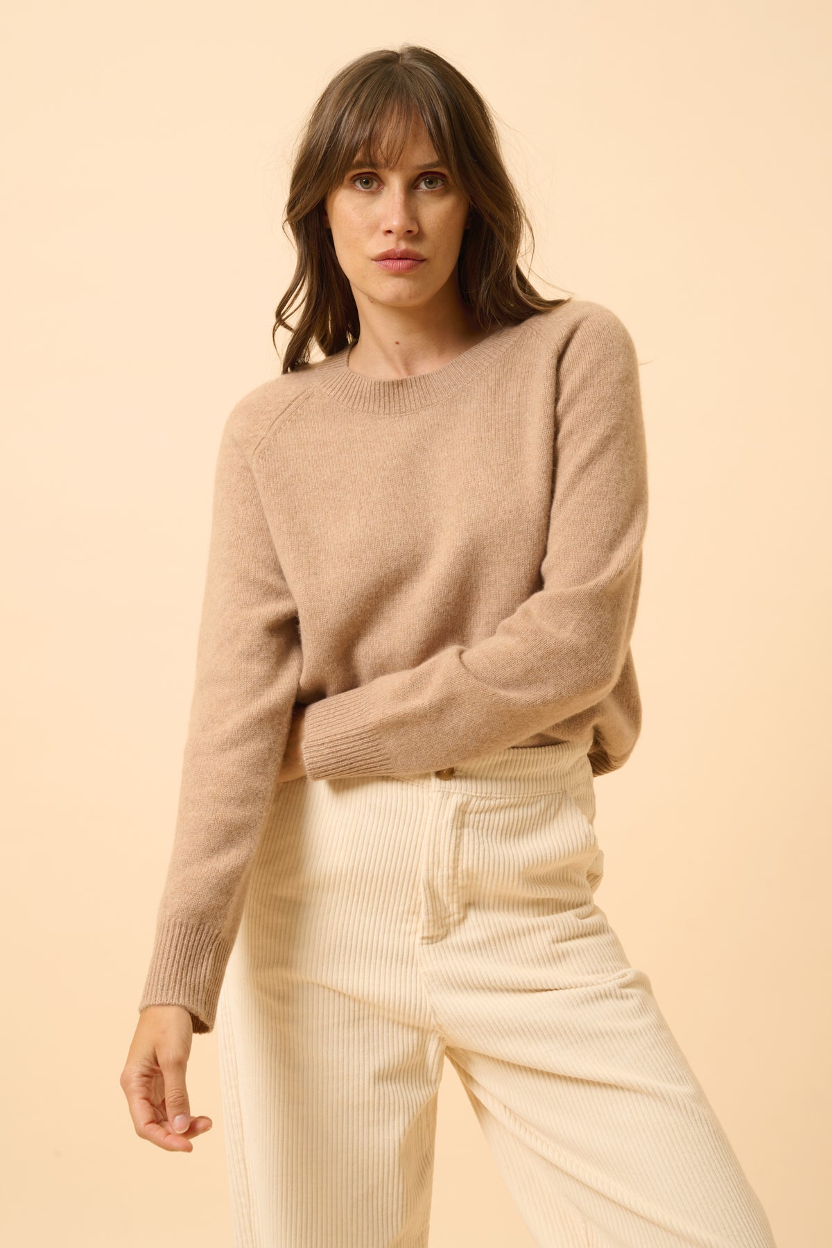 Just Cashmere - Pull Col Rond 4 Fils - Kona - Camel Chiné