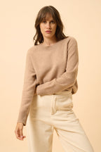 Just Cashmere - Jersey Cuello Redondo 4 Cabos - Kona - Camel Jaspeado
