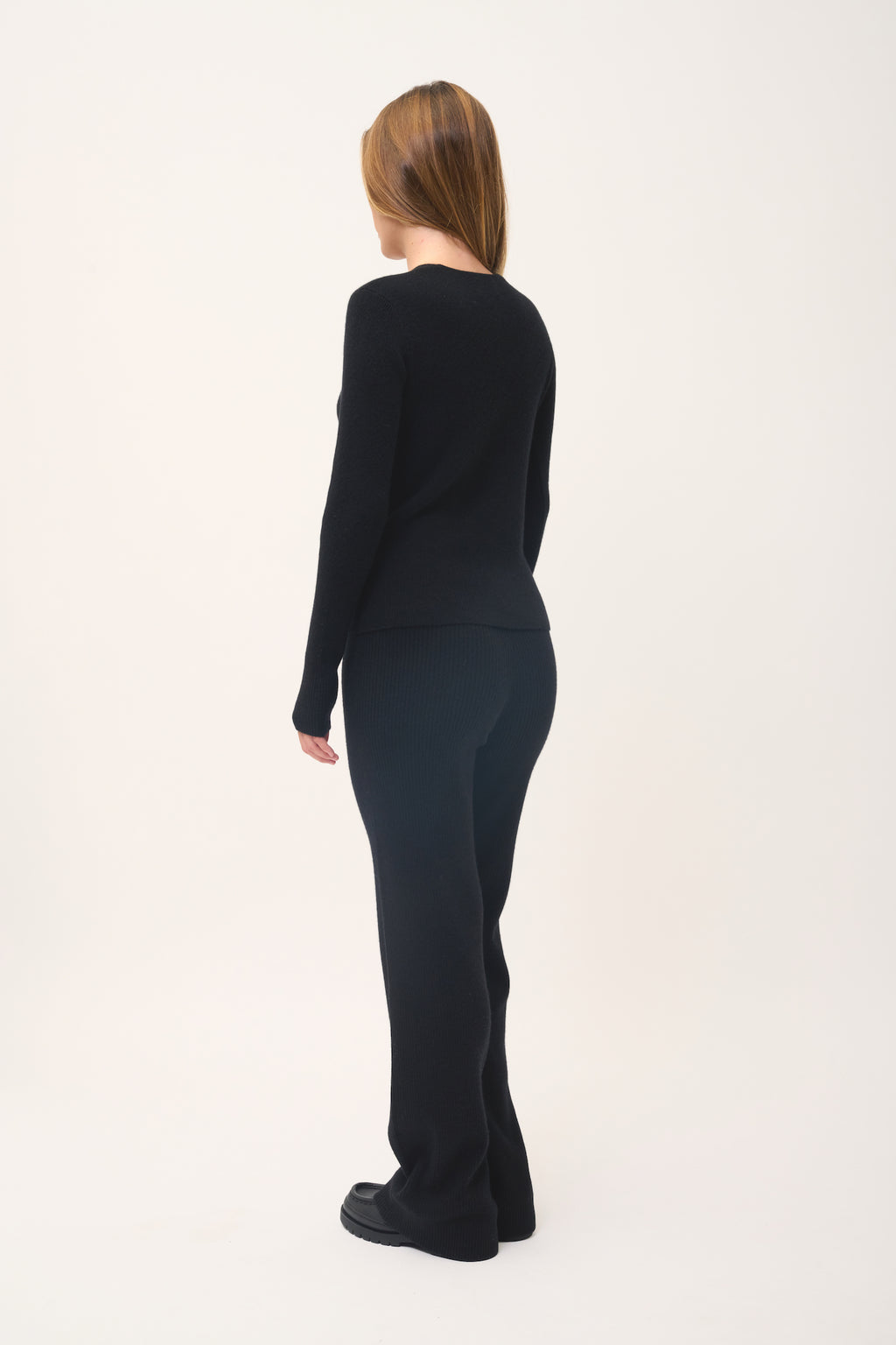 Zion Zip-Up V-Neck Cardigan - 100% 2-Ply Cashmere - Black - Women