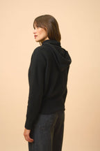 Zip-Up Hooded Cardigan - Helga - Black