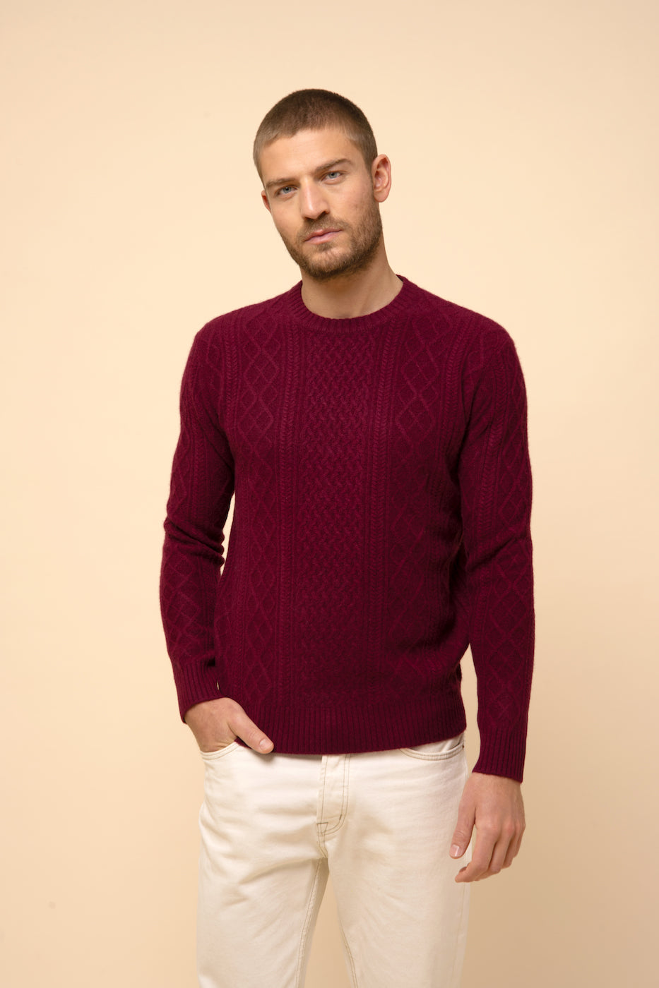 Pull Col Rond 4 Fils Thurid - Bordeaux