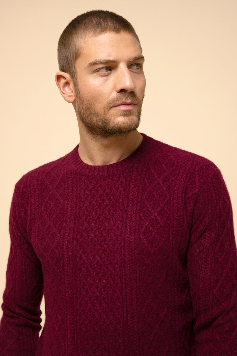 Pull Col Rond 4 Fils Thurid - Bordeaux
