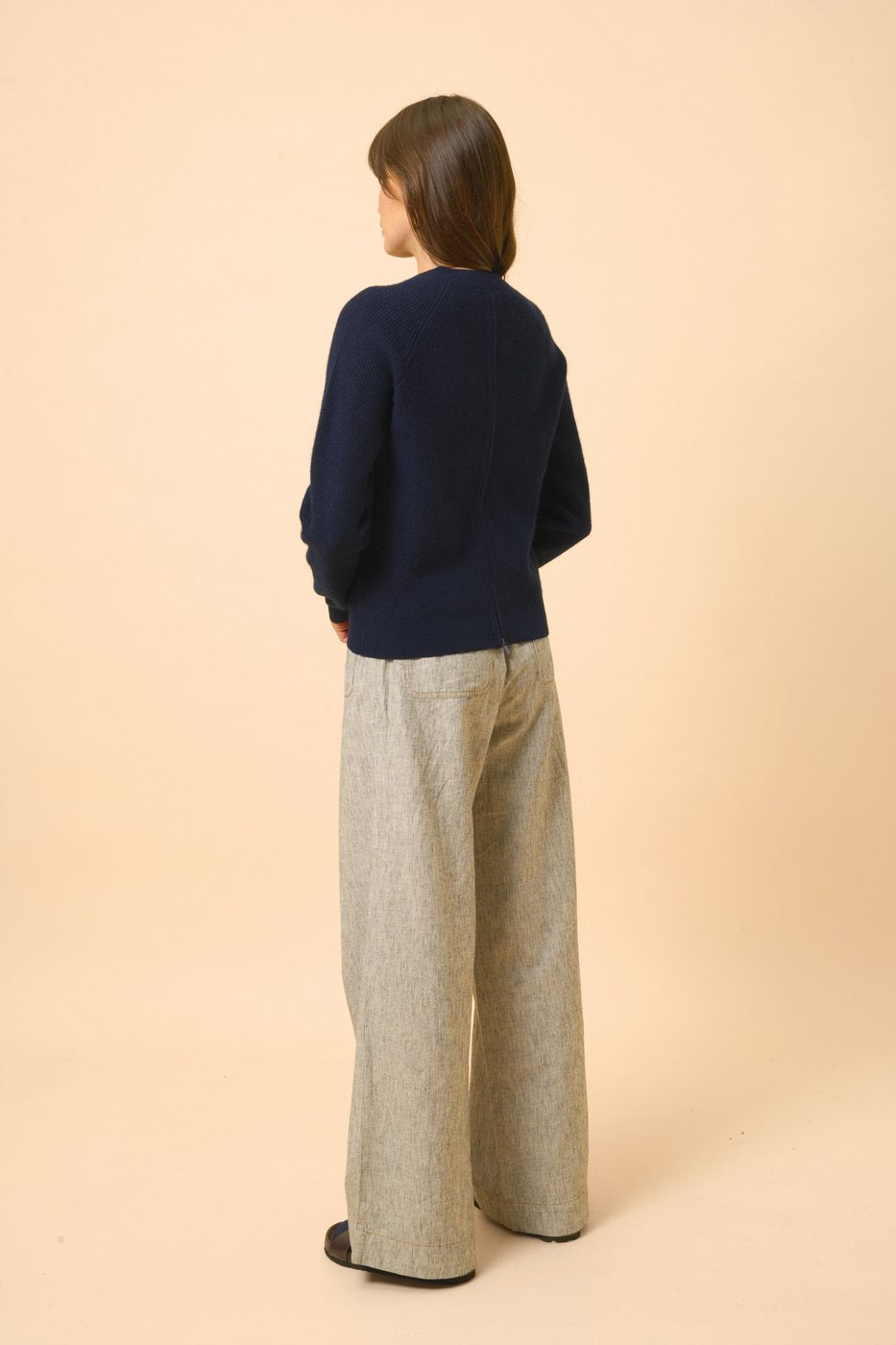Round-neck Jumper with Back Zip - Jona - Navy