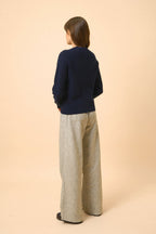 Round-neck Jumper with Back Zip - Jona - Navy