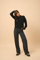 Pull Col Rond Zippé Dos - Jona - Noir