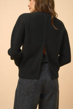 Jersey Cuello Redondo Con Cremallera En La Espalda - Jona - Negro